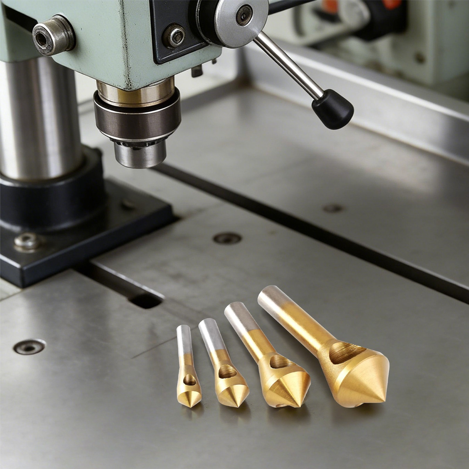 4-piece Countersink Deburring Tool Set, High Speed Steel Woodworking Bits