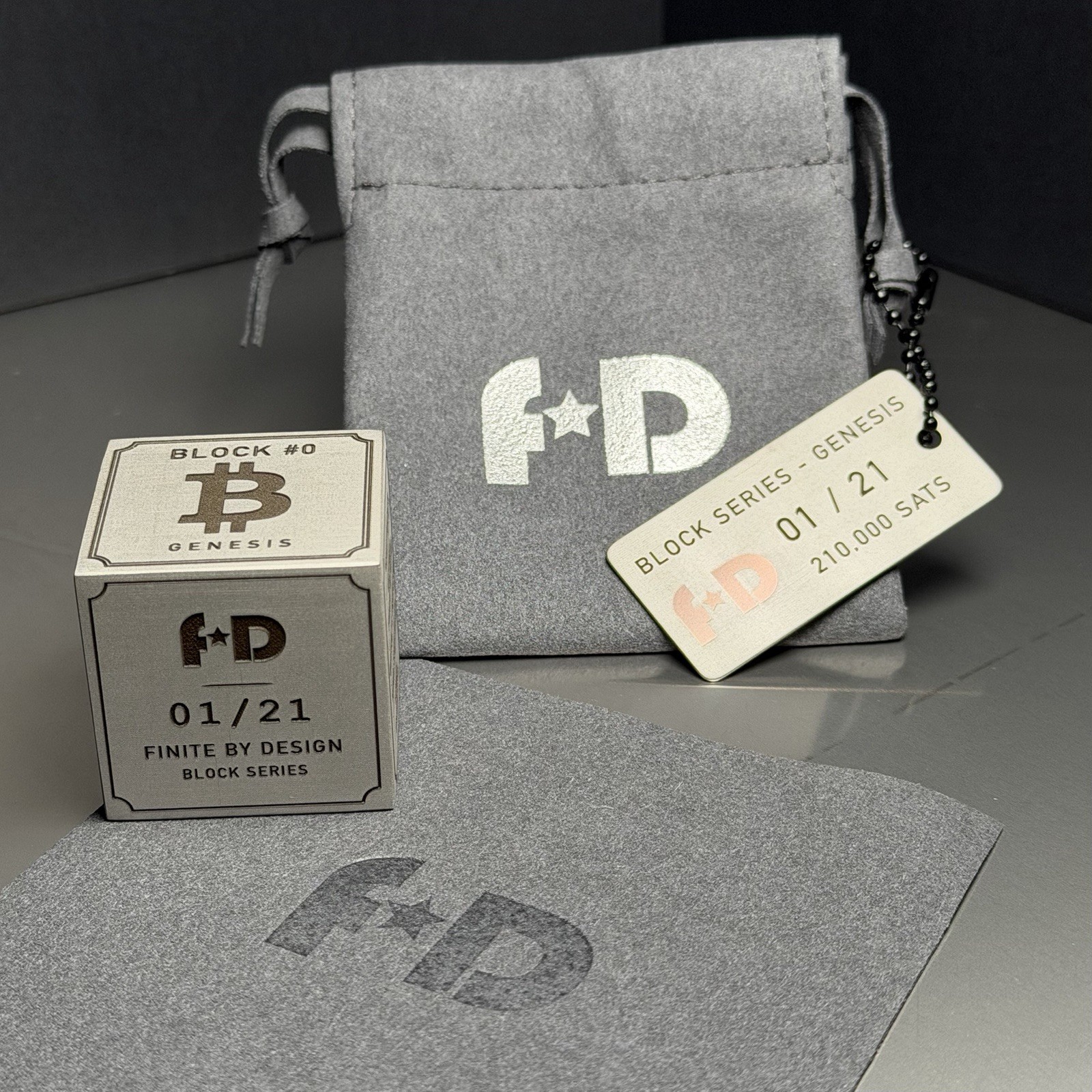 Finite by Design Block Zero | Genesis Block | 35mm Steel Cube | 210,000 SATS