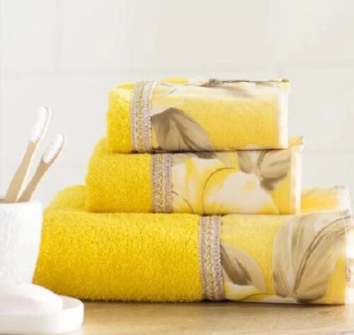 Melrose 3 Piece Bath Towel, Hand Towel and Wash Cloth Set, Yellow