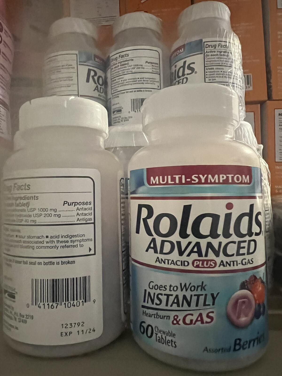 Rolaids Multi-symptom Advanced Antiacid + Anti-gas 60 chewable tablets