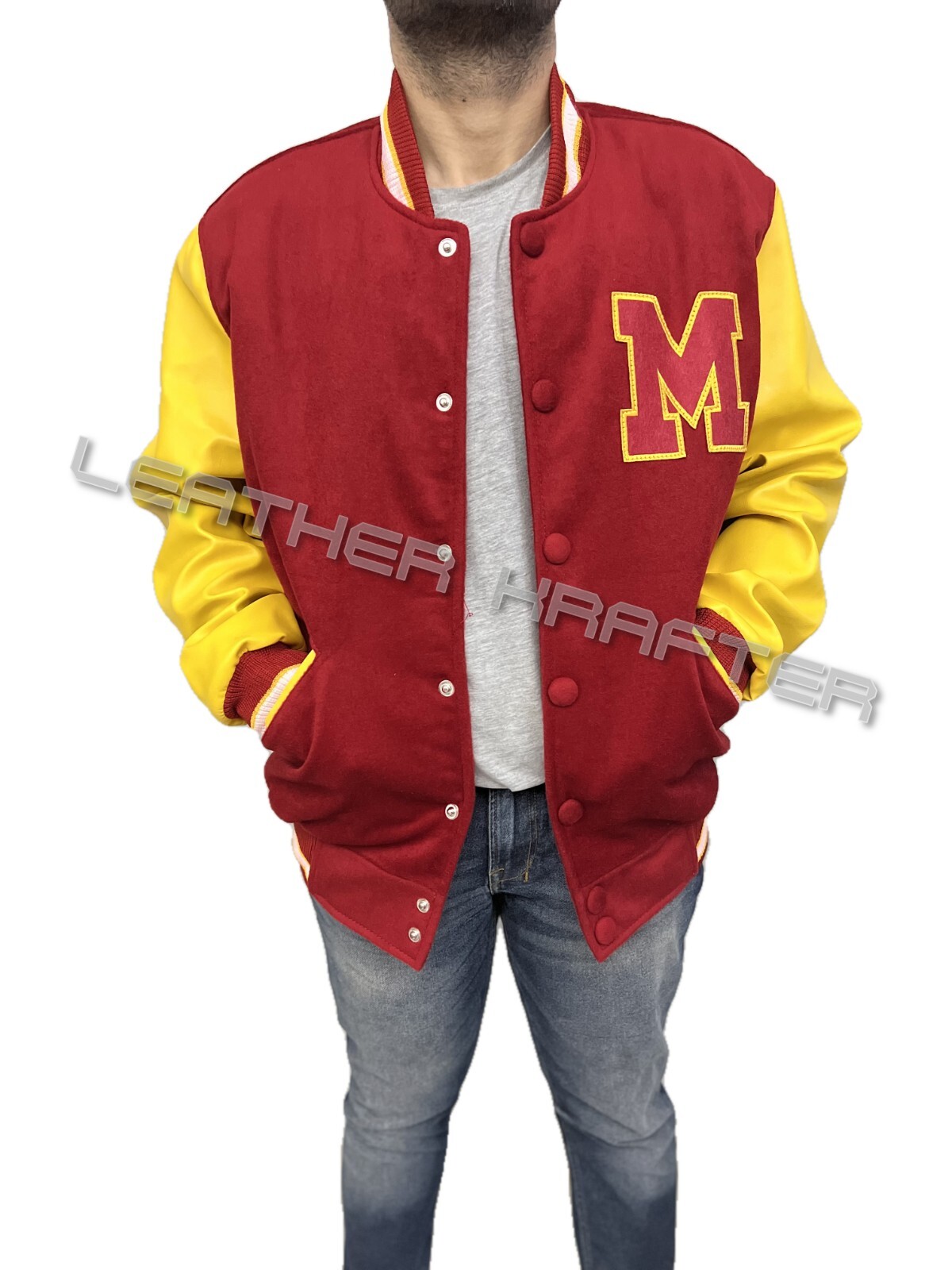 Michael  MJ Thriller Bomber Letterman Varsity Wool Jacket