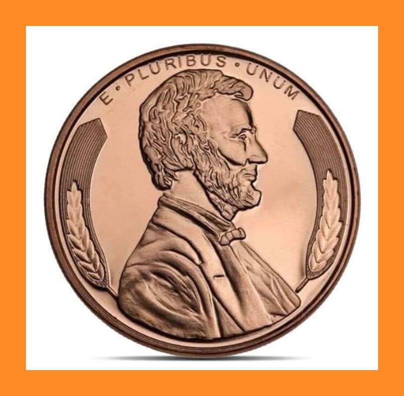 1 AVDP OZ COPPER ROUND: "Abraham Lincoln" – .999 Fine Pure Copper