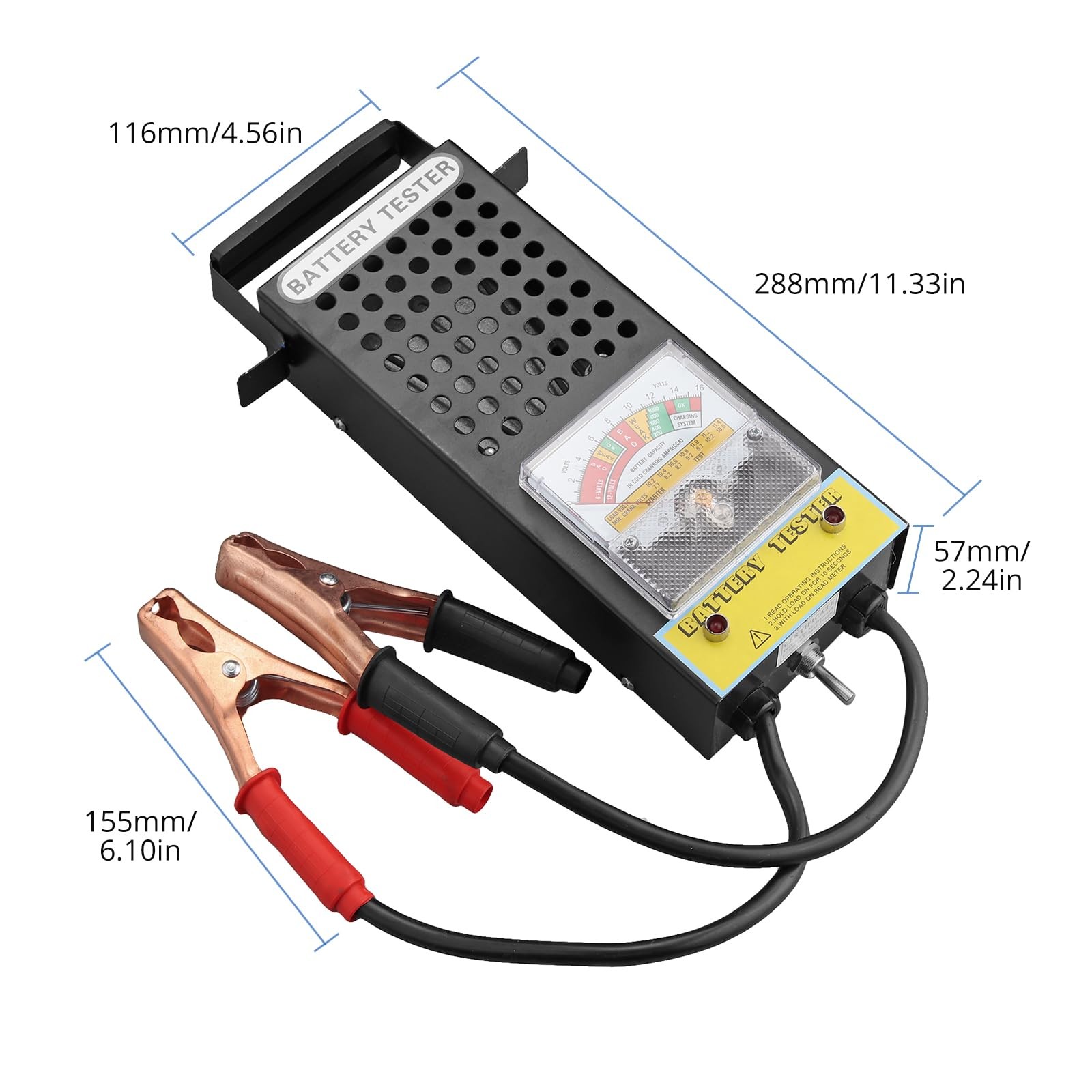 CRLITSIY Battery Load Tester, 6V 8V 12V Alternator POINTER, Black