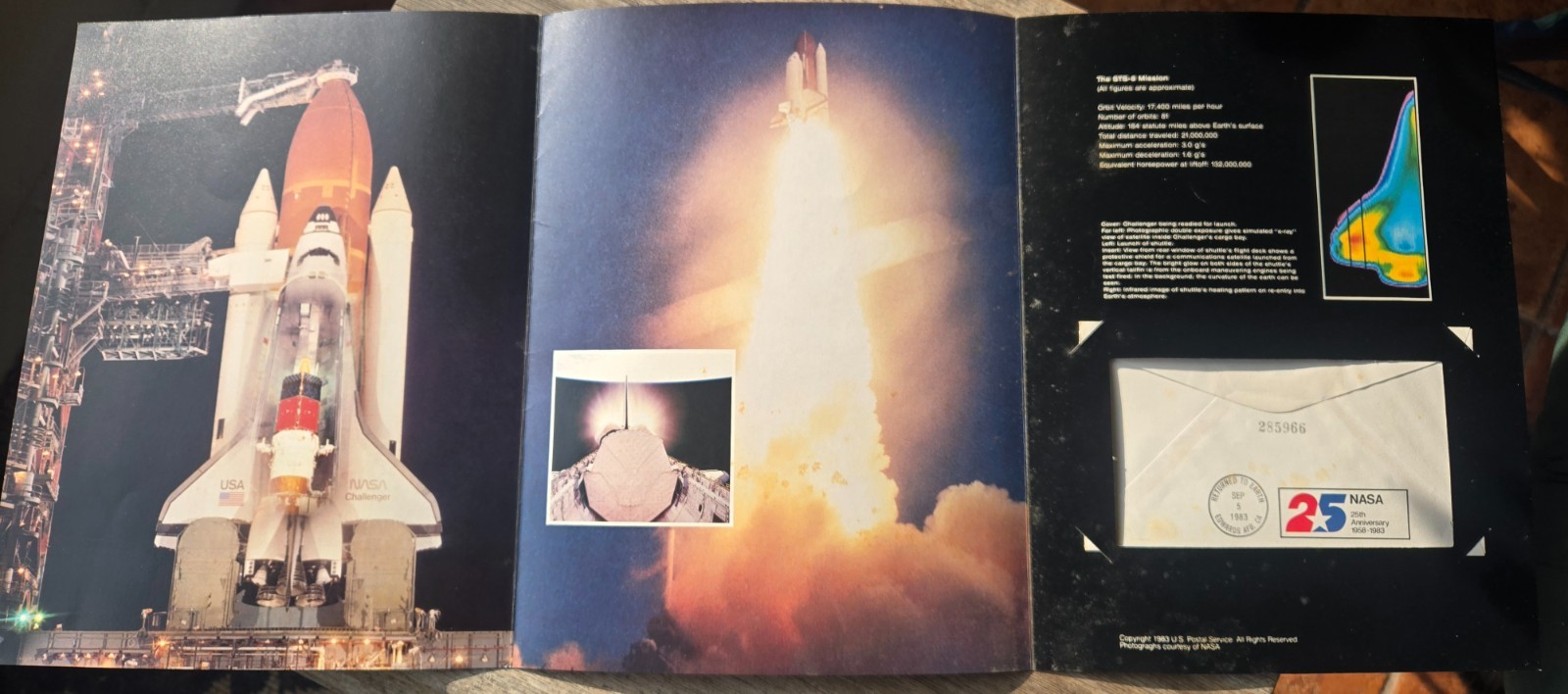 NASA USPS Processing Error STS-8 Flight cover & Folder + Original disclaimer