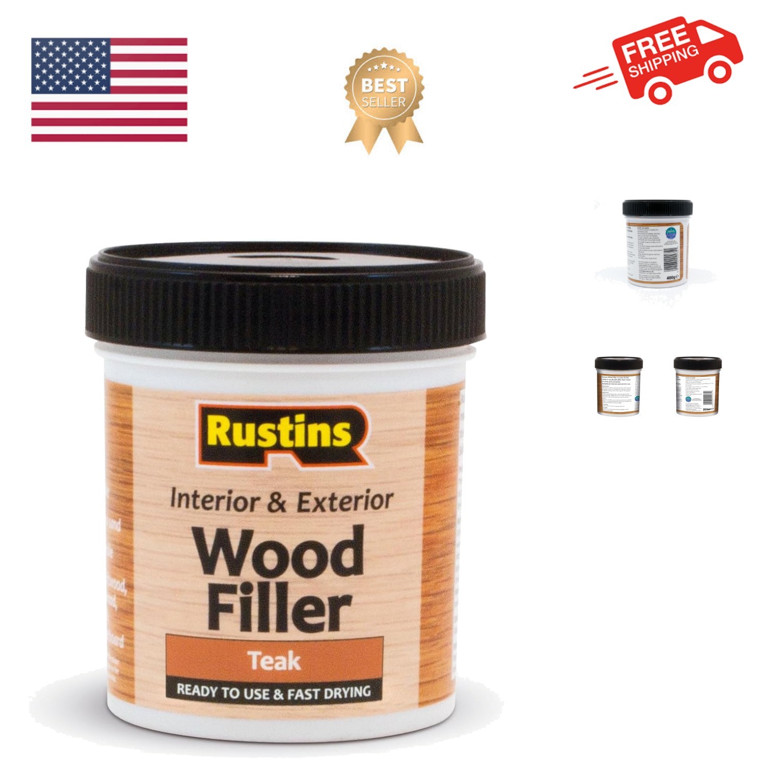 Acrylic Wood Filler, Teak, 400g- Multi-Purpose Wood Repair Compound for Crack...
