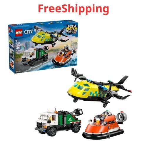 LEGO 60505 City 3in1 Airplane, Service Truck & Hovercraft Remix Toy NIB