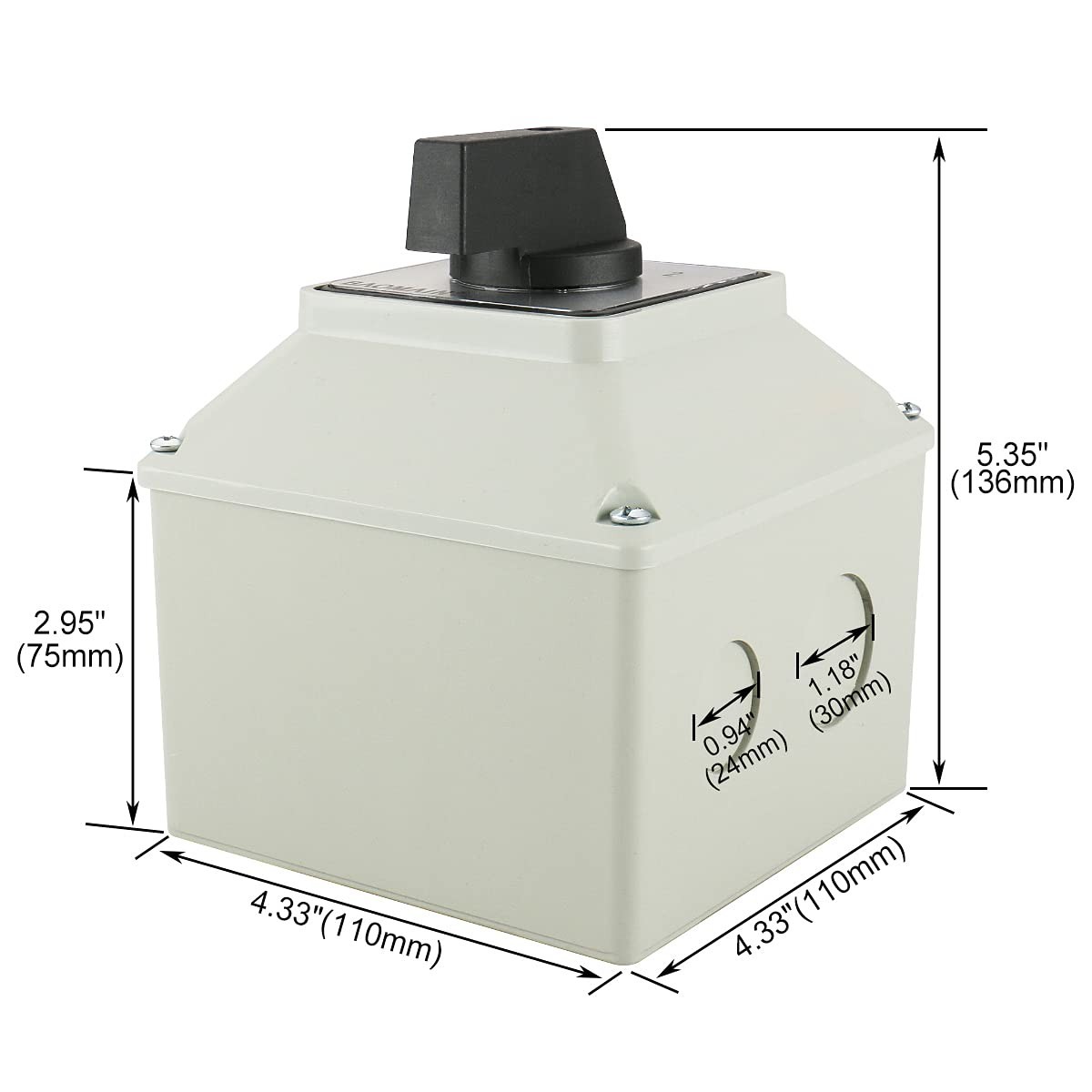 High-Performance 40A Rotary Changeover Switch for Industrial Applications - Grey