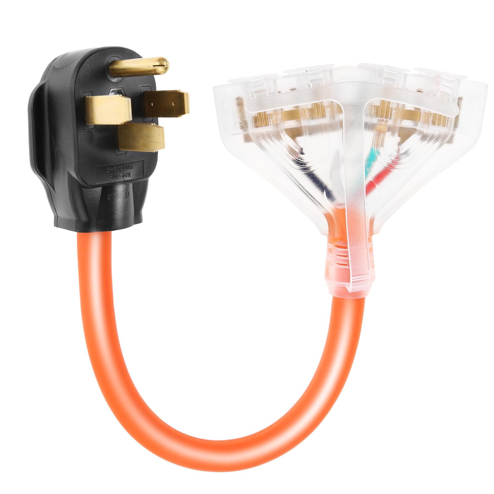 50A To 110V 20A RV Adapter Cord NEMA 1450P To 4X 515/20R Receptacle 1.5 FT