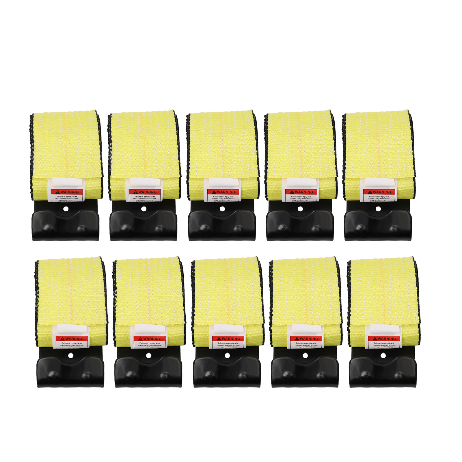 10 Pack 4" x 5' Winch Tie Down Straps with Flat Hook for Truck Trailers