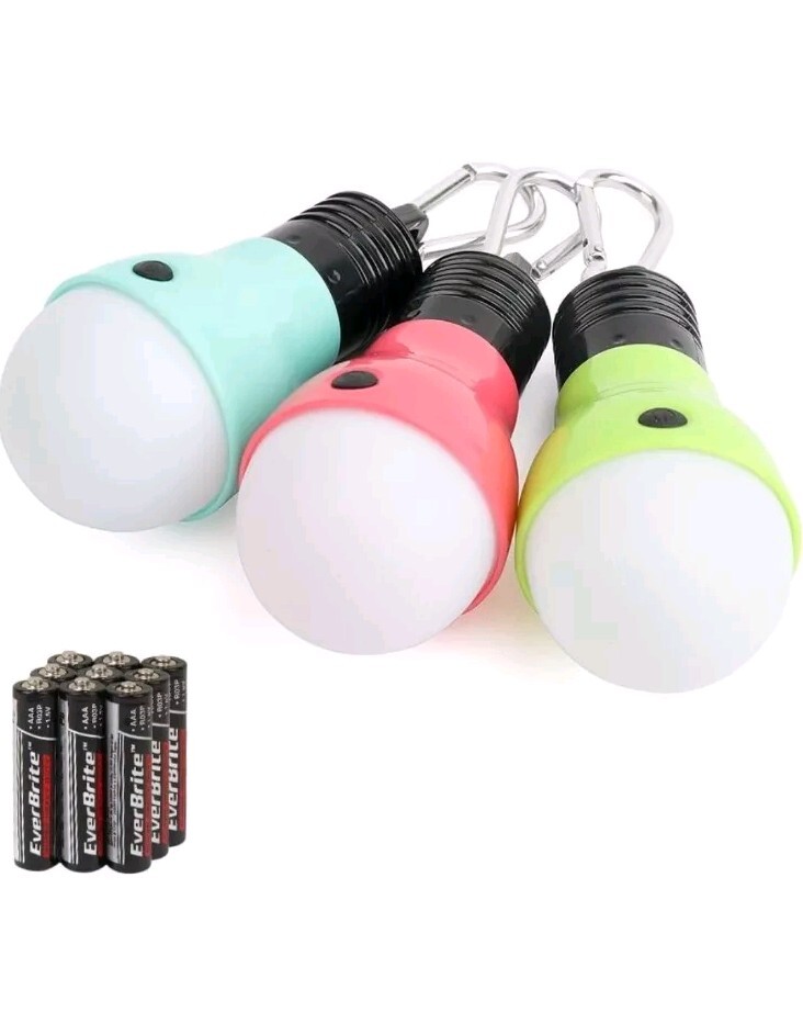 EverBrite 3-Pack Camping Lights 3 Lighting Modes, Portable Emergency LED Bulbs
