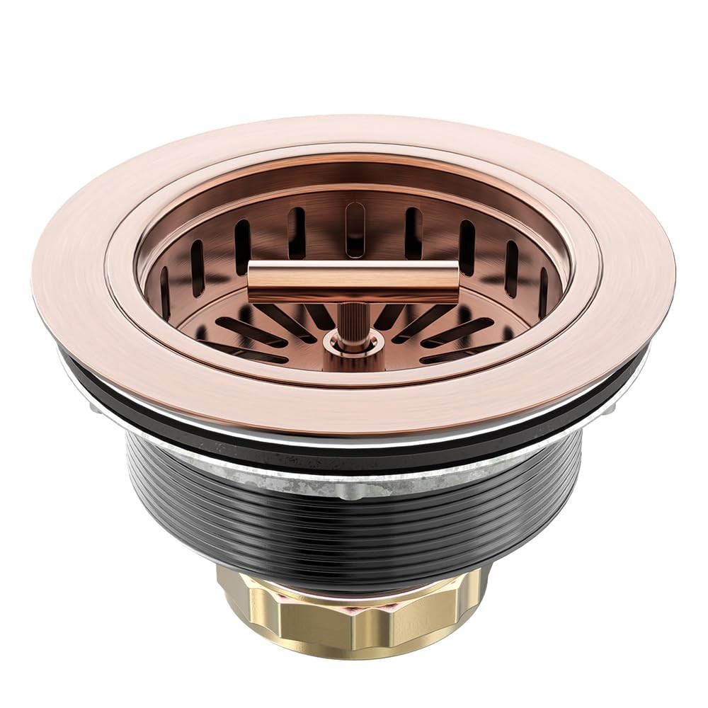 Antique Copper Sink Drain Assembly 3.5" - Stainless Steel Strainer & Stopper for