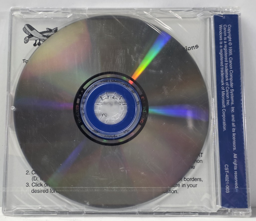Canon Creative CD-ROM 1995 For Windows Version 1.3 New Sealed