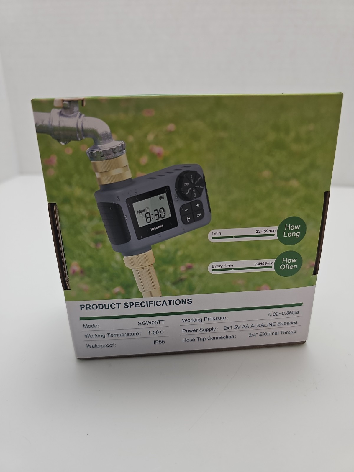 Sprinkler Timer with Brass Inlet and Outlet, Programmable Water Timer for Out...