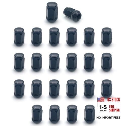 24 Pcs M14x1.5 Thread Bulge Acorn 1.38" Long Lug Nuts Black 3/4" 19mm Hex