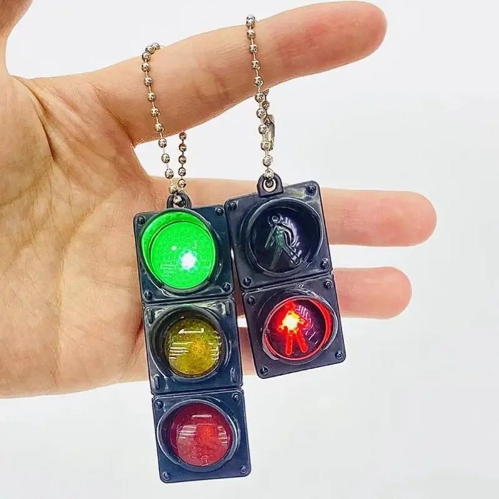LED Traffic Light Keychain: Light-Up Pedestrian Signal Keyring & Car Pendant