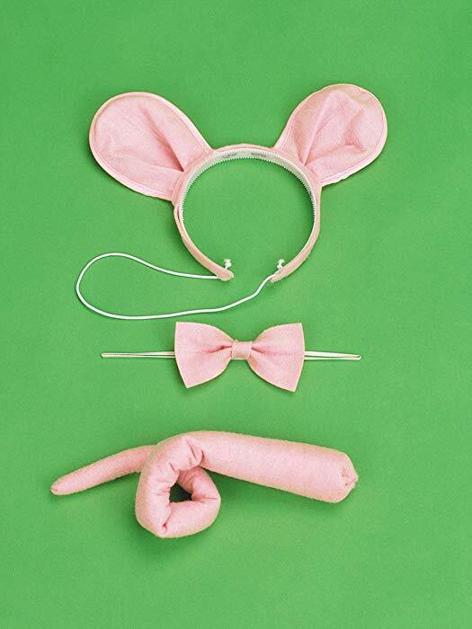 PIGGY PIG BABE HALLOWEEN COSTUME ACCESSORY KIT SET EARS, BOW TIE & TAIL ONE SIZE