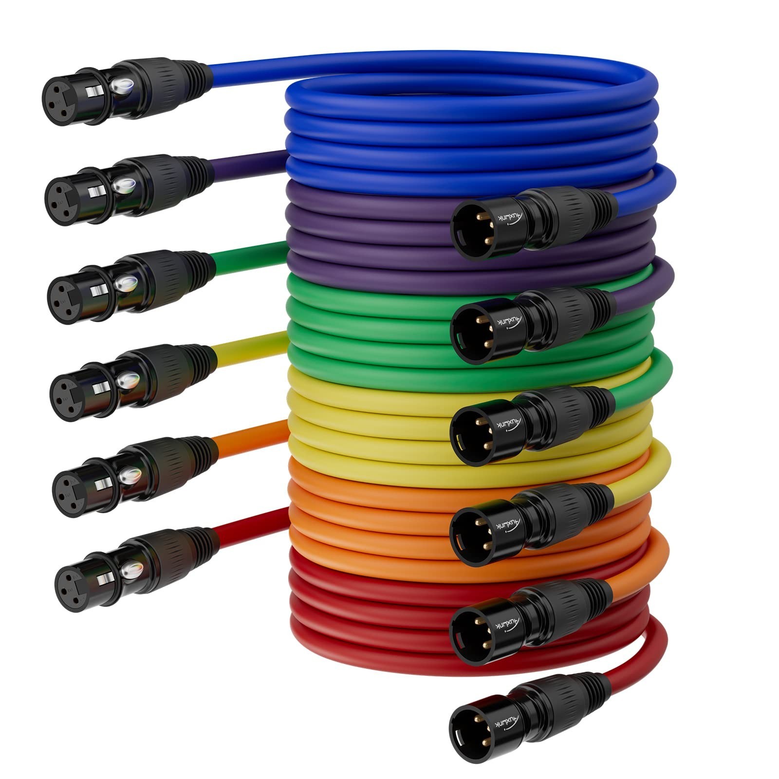 XLR Cables 6ft 6 Pack, XLR Microphone Cable Male Female 6 Color Gold-Plated 3...