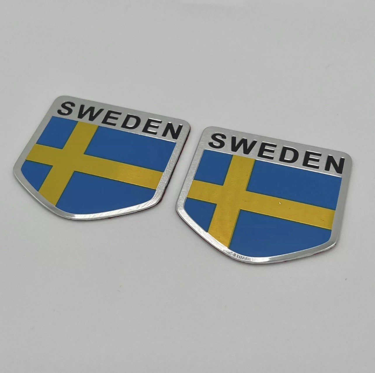 2 Pack of 3D Metal Swedish Flag Badge Emblem Sticker Car Sweden SE Decal 2"x2"