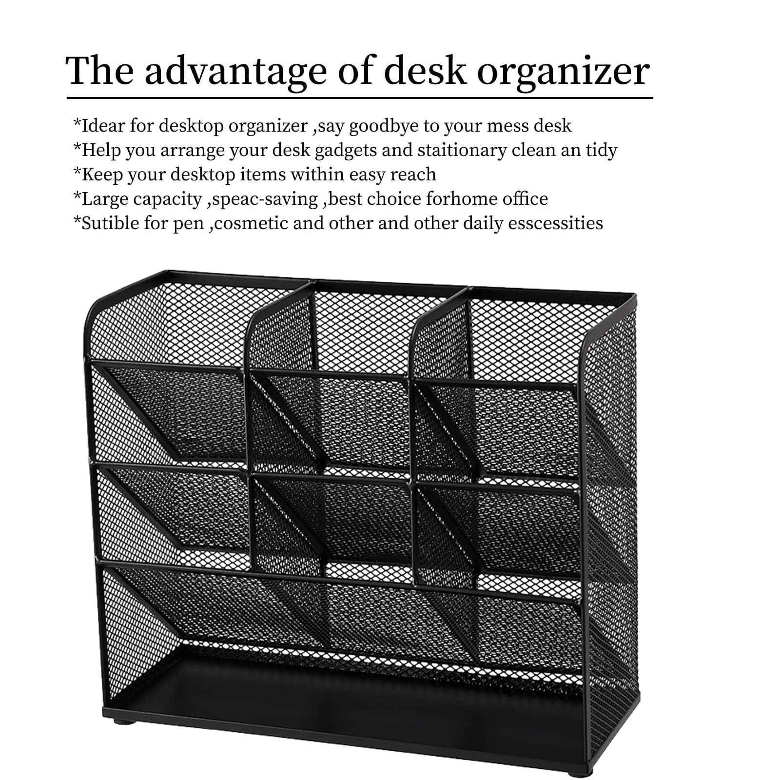 Mesh Desk Organizer, Multi-Functional Pen Holder, Desktop Stationary Organize...