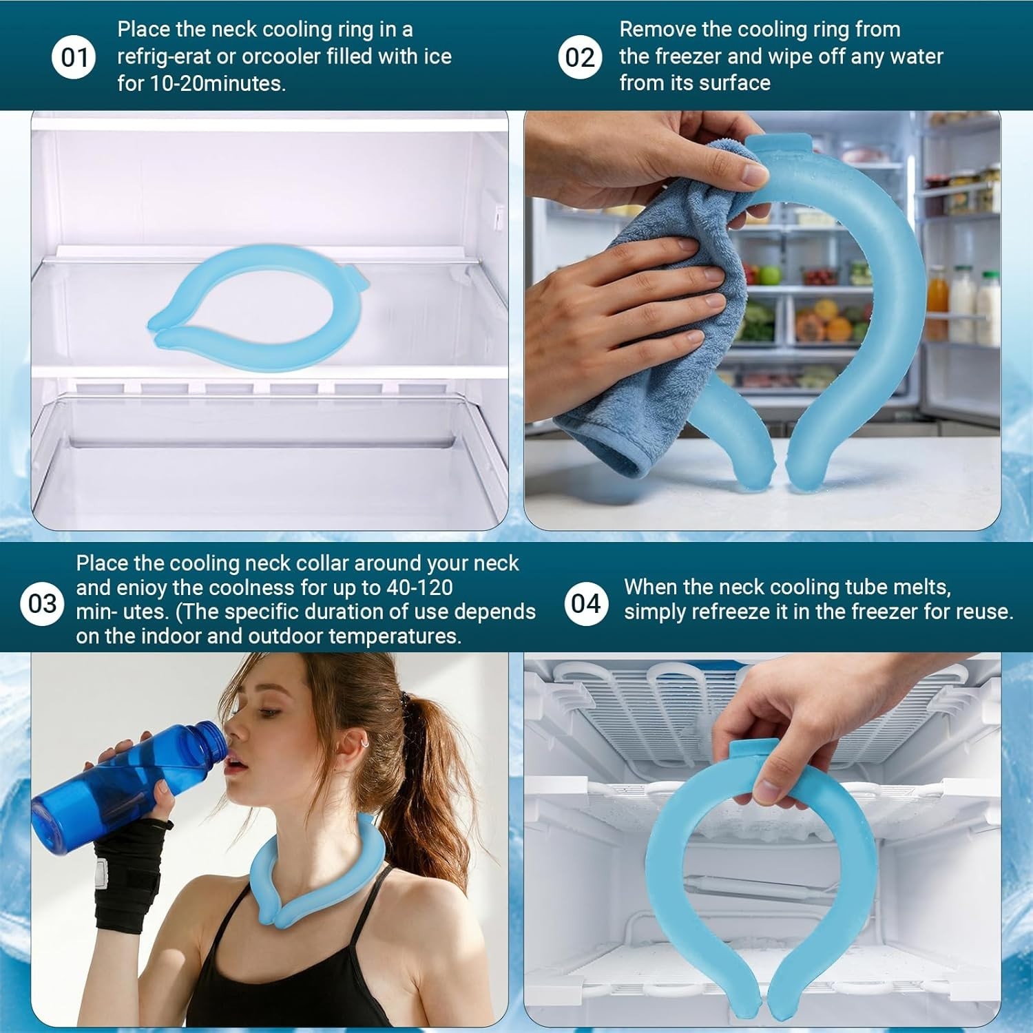 Reusable Neck Cooling Tube in Refreshing Blue - The Ultimate Summer Accessory