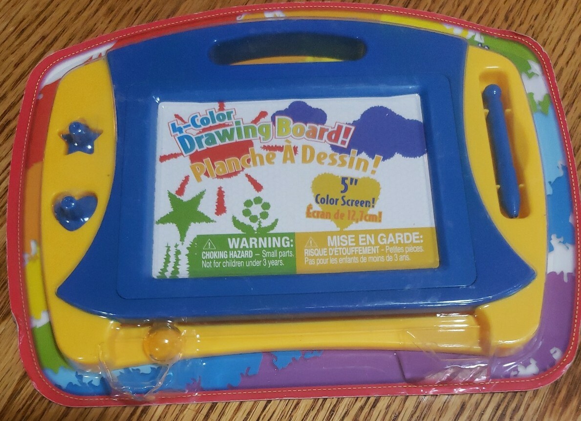 *Grin Studios 4 Color Drawing & Erase Board 5" Screen w/ Pen & 2 Stampers Age 4+