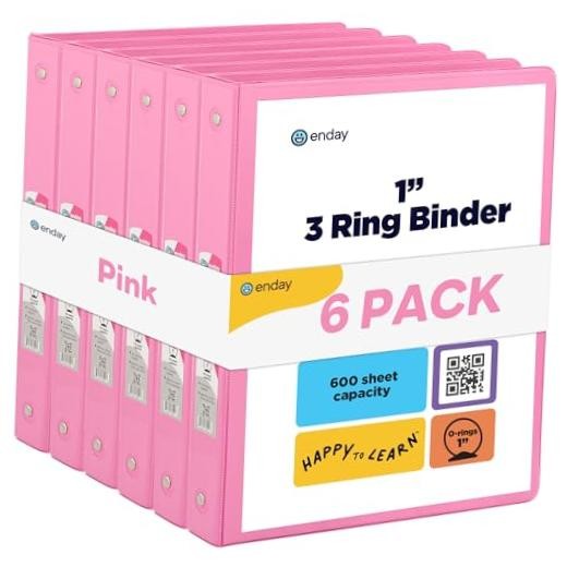 1 Inch Binder (Pack -) 3 Ring Binder 1 inch with Clear View 1-Inch 6 Pink