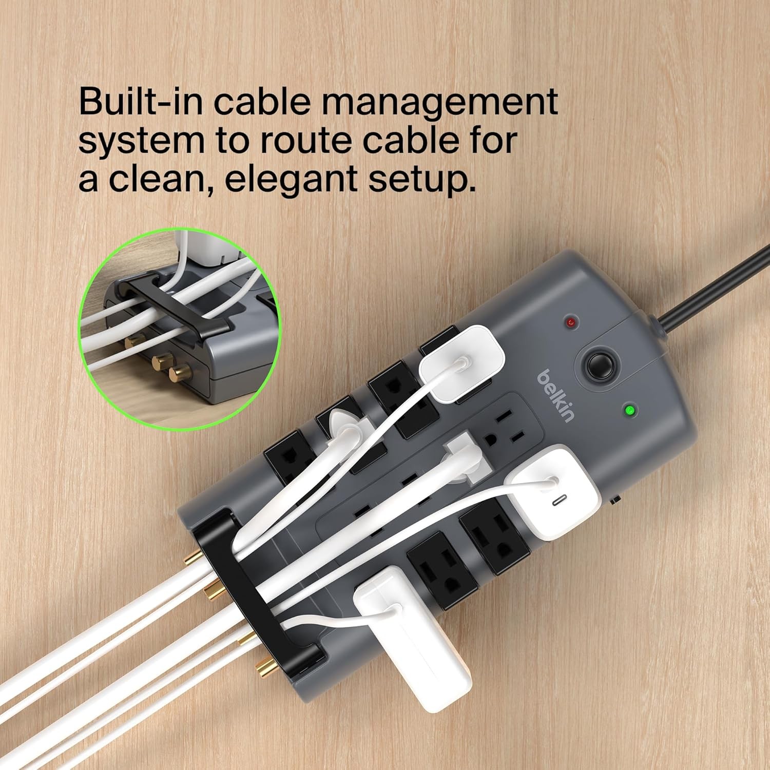 PivotPlug 12-Outlet Surge Protector, 8 ft. Cord