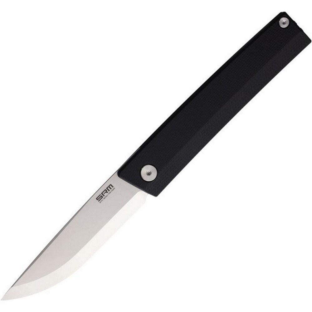 SRM Knives Scandi Grind 10Cr15CoMoV Steel Folding Blade Black G10 Handle 401L-GB