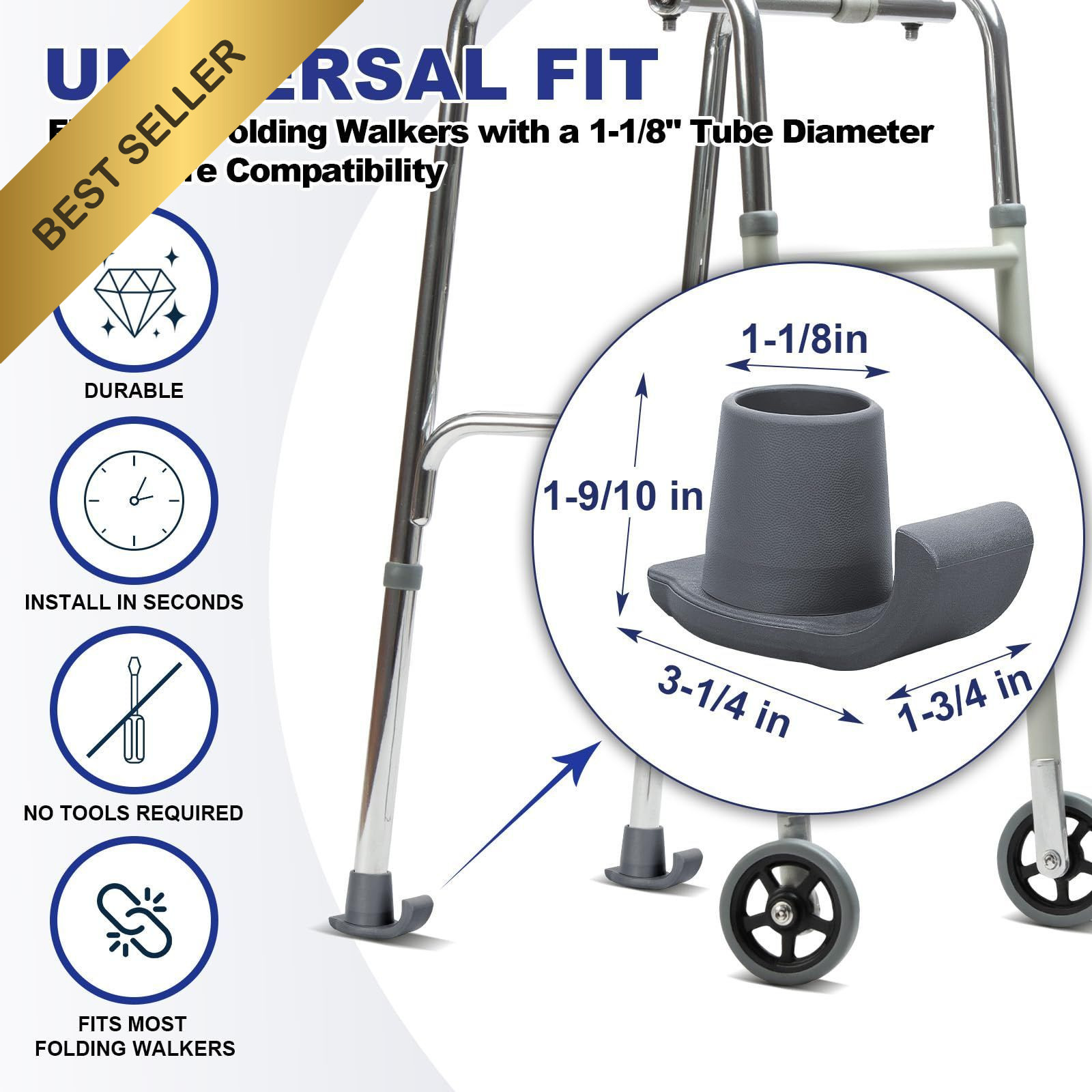 Walker Ski Glides 8 Pack Universal Folding Walker Accessories Mobility Aid