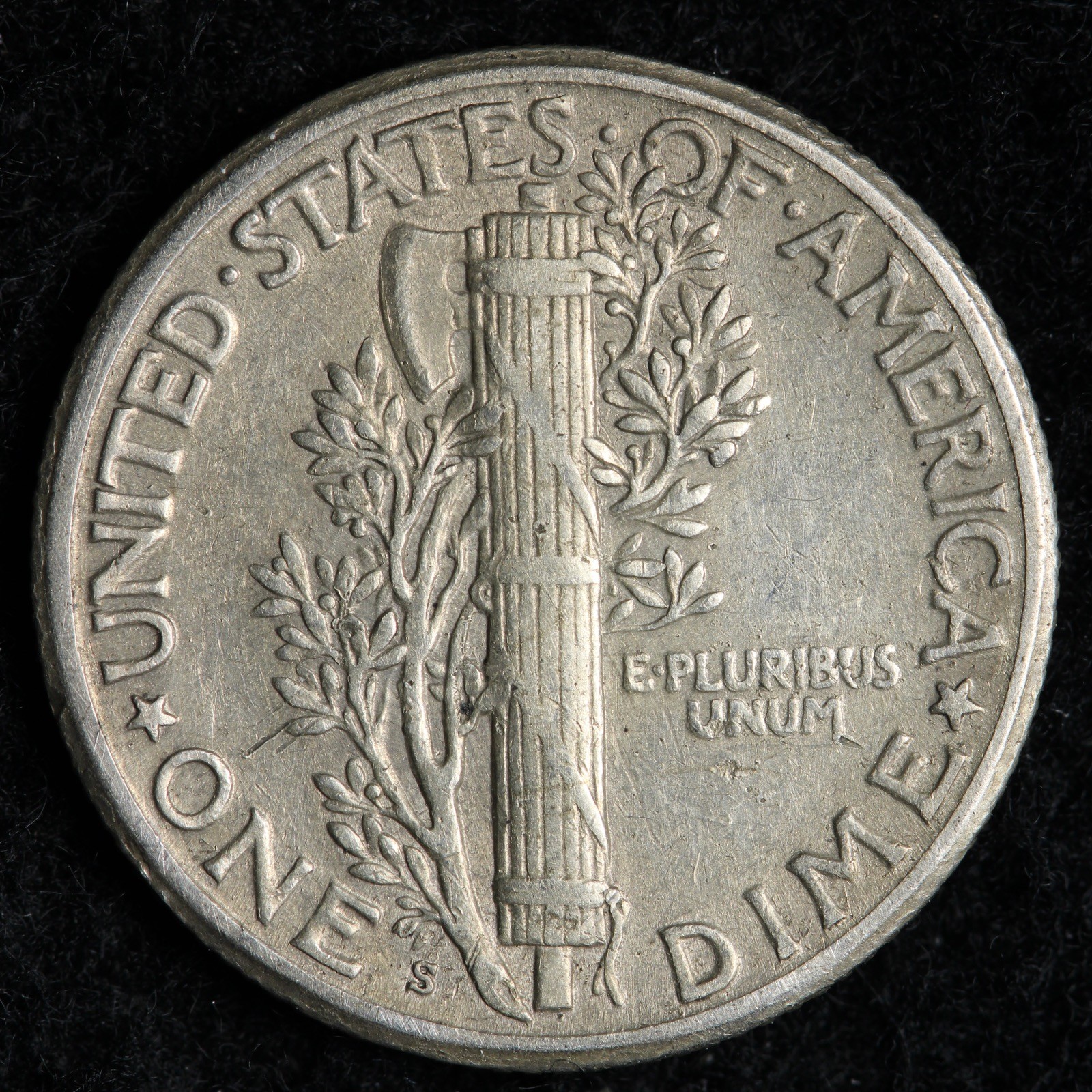 1925-S Mercury Silver Dime AU E287 QWPM