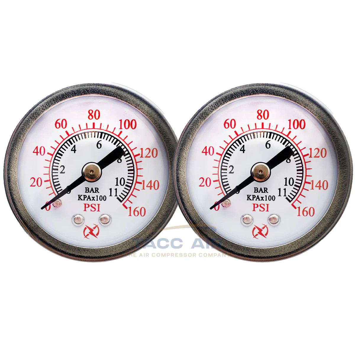 2 Pack 160 PSI Pressure Gauge Back Mount 1/8" NPT 1.5" Air, Water, Oil, Gas