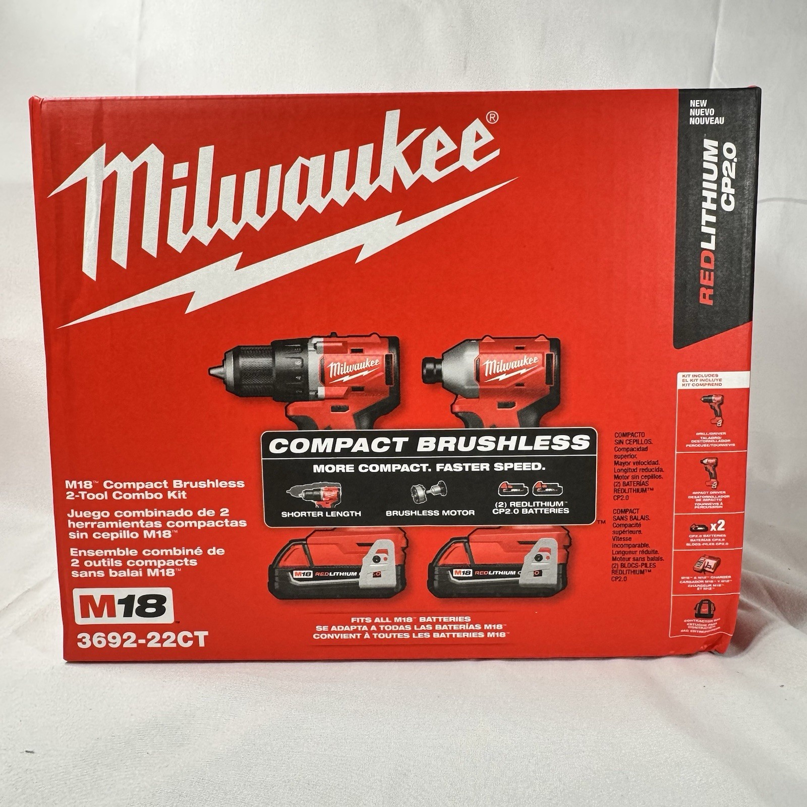 Milwaukee 3692-22CT M18 Compact Brushless Drill 2-Tool Driver Combo Kit
