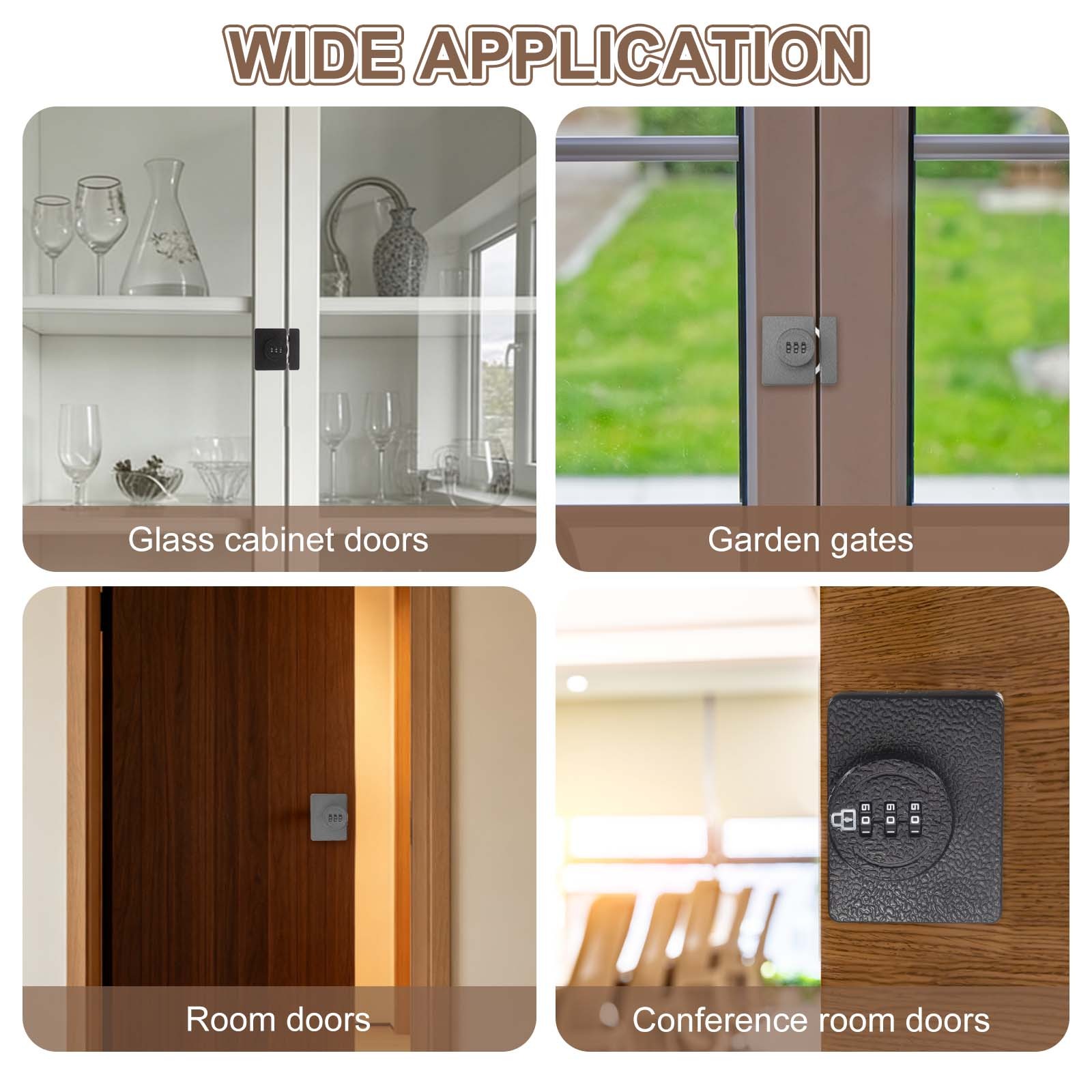 Combination Cabinet Lock 3 Digit Keyless Password Rotary Hasp Locks Silver