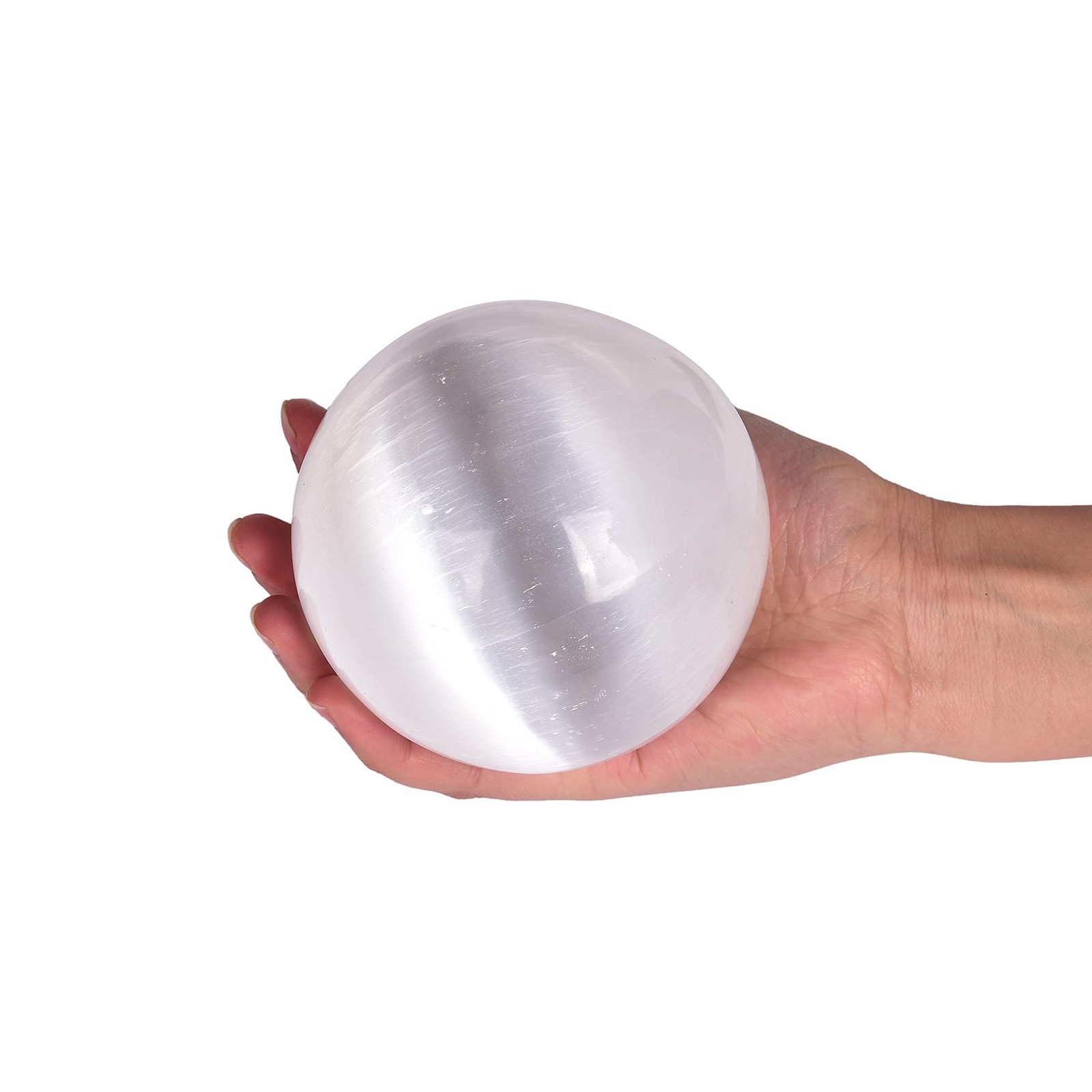 1pcs 4.5" White Selenite Crystal Ball for Meditation、Fengshui、Home Decors Hea...