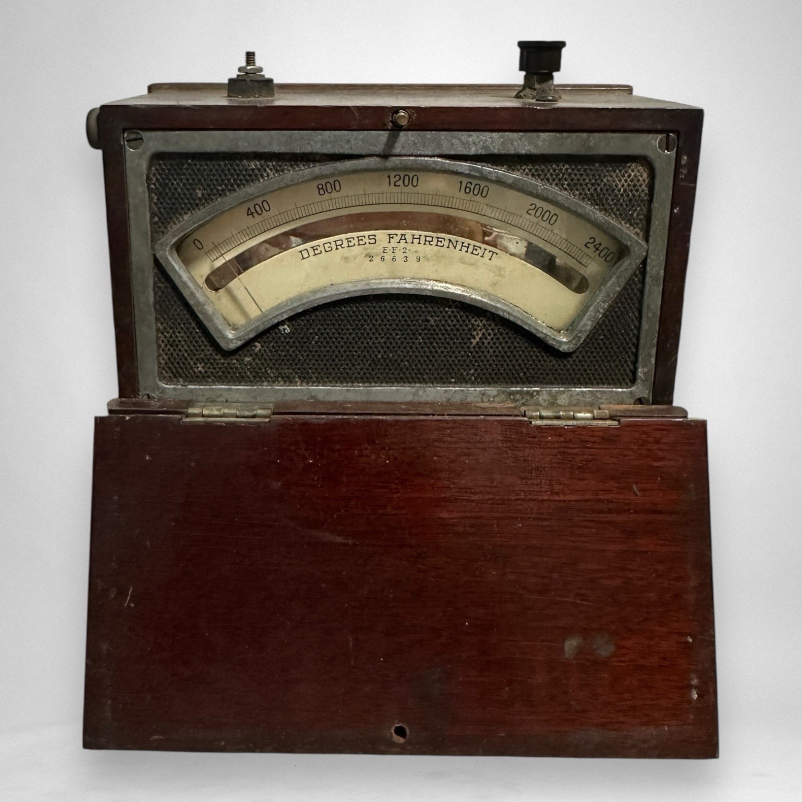 Brown Instrument Co. Degrees Fahrenheit Thermometer Meter Wooden Case No. 26639