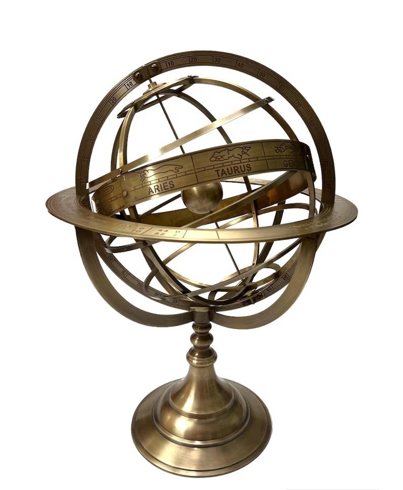 18" Engraved Brass Armillary Sphere Globe Decorative Home Office Desk Decor Gift