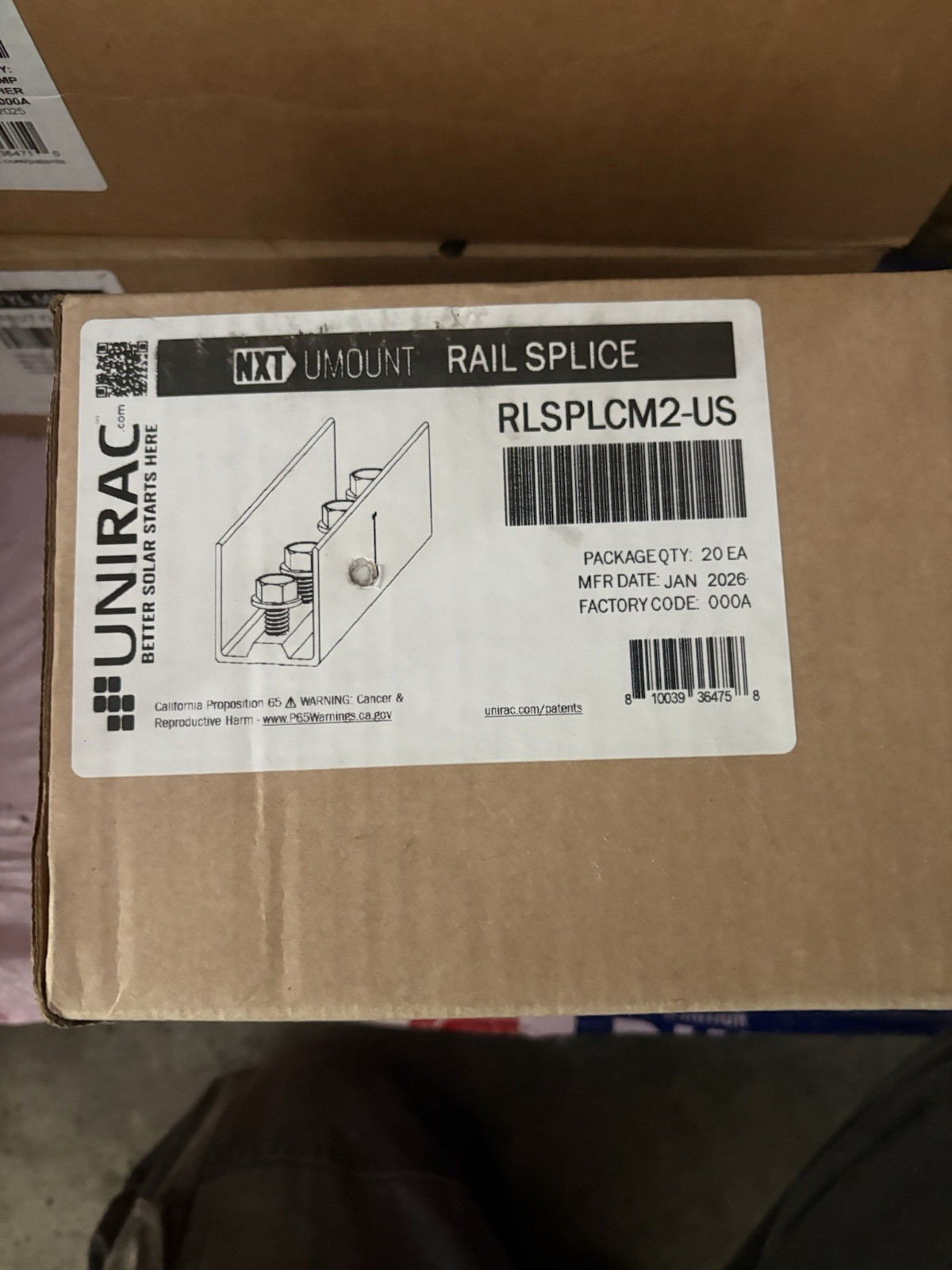 Unirac Rail Splice Solar Mounting Kit RLSPPLCM2-US Model RLSPPLCM2-US