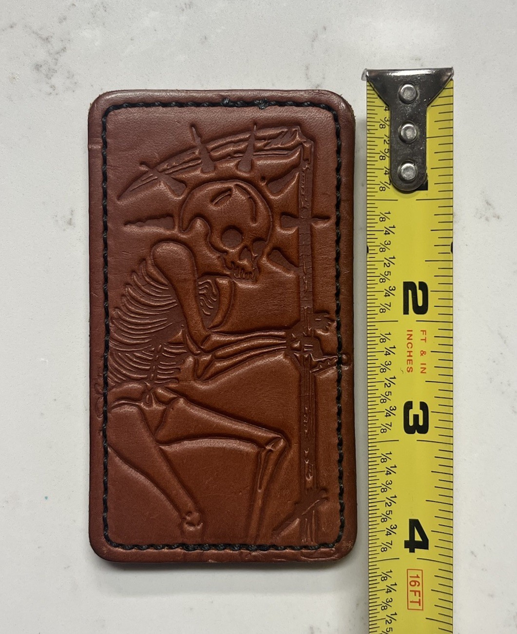 Brown Leather LA MUERTE Patch Ed’s Manifesto Hook & Loop Back
