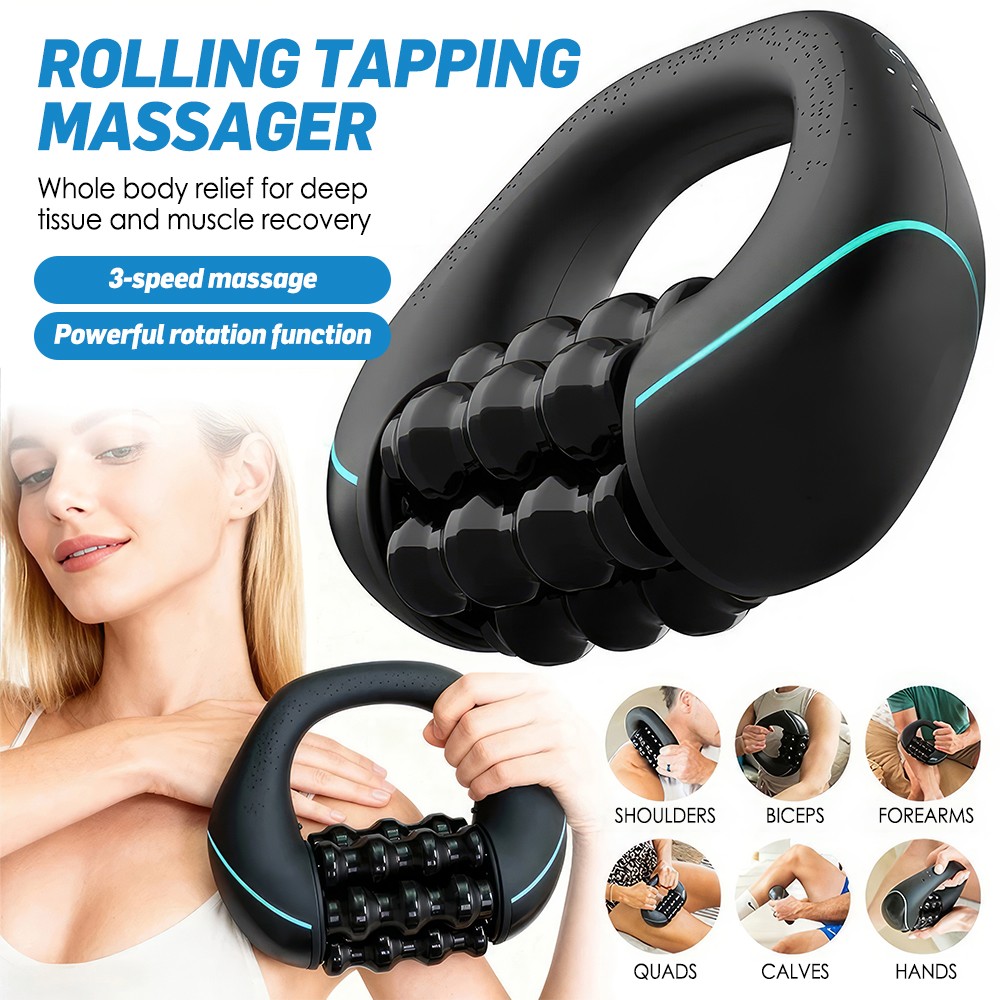 Electric Handheld Rolling Massager - Percussive Massager for Back Shoulders Legs