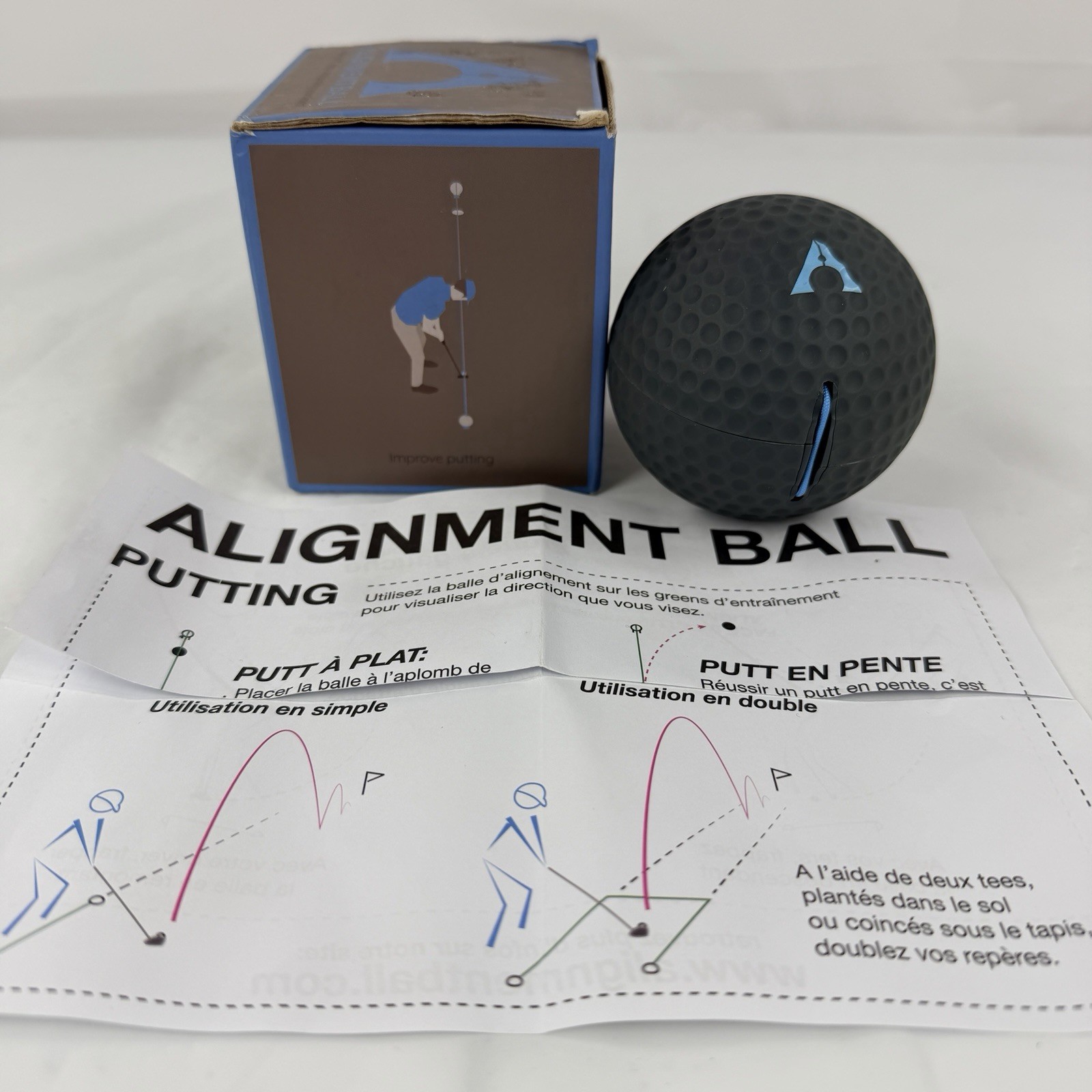 Alignment Ball Golf Putting Training Aid Black Blue