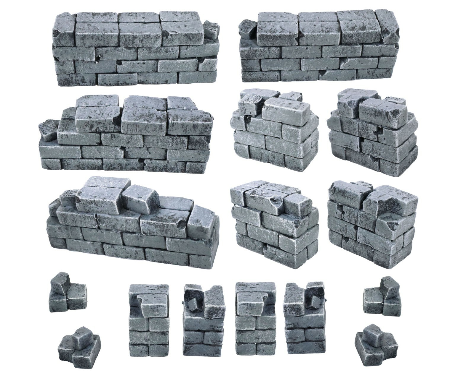 Ruined Brick Walls Terrain 16 Piece Variety Set (Dungeons & Dragons D&D DnD RPG)