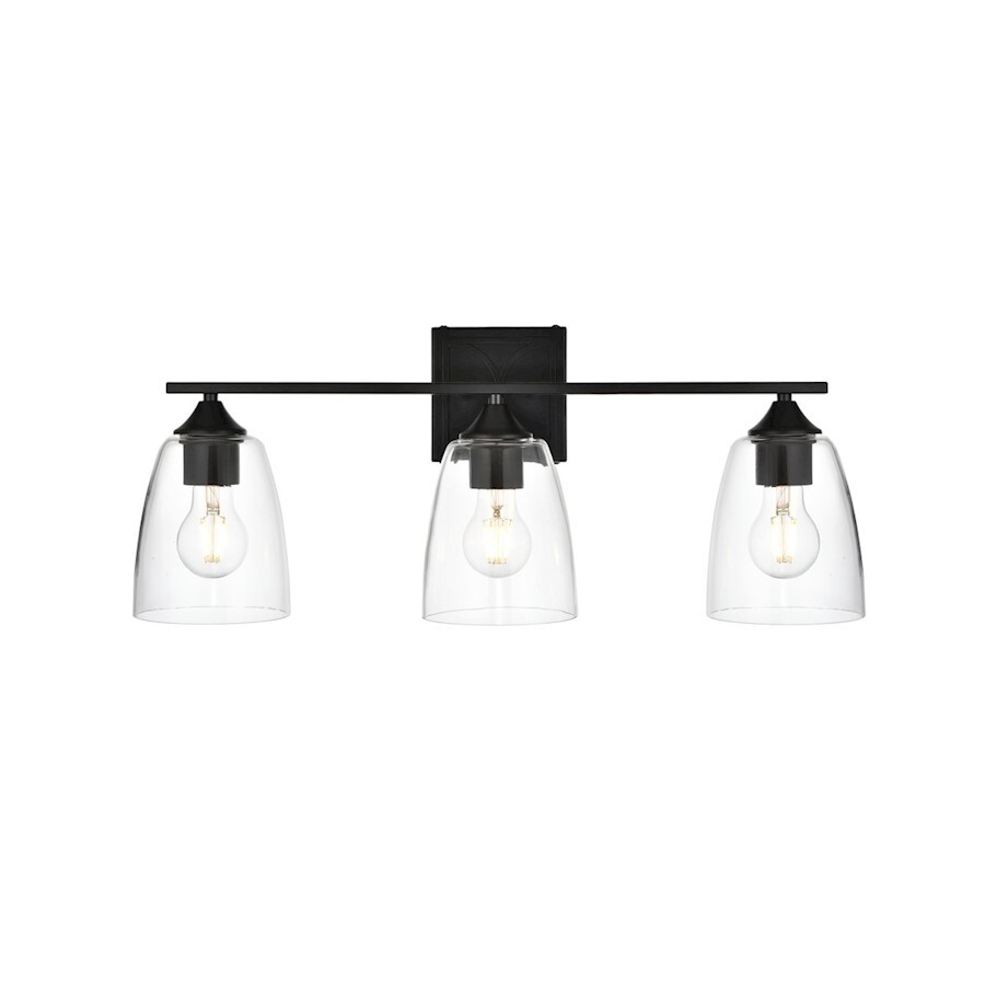 Living District Harris 3 Light Bath Sconce, Black/Clear - LD7309W24BLK