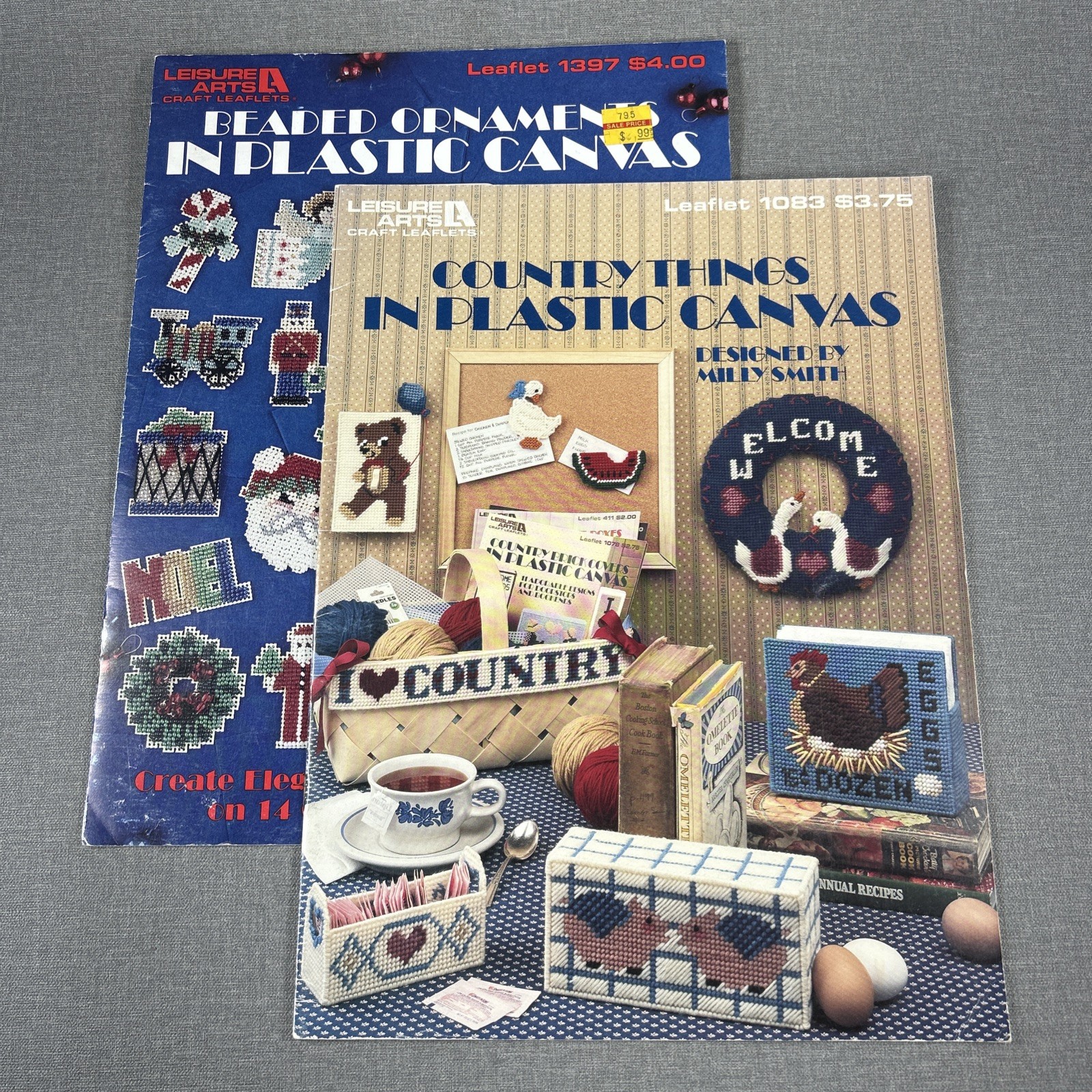 Leisure Arts Plastic Canvas 2 Leaflet Lot Country & Beaded Ornament 1083 & 1397