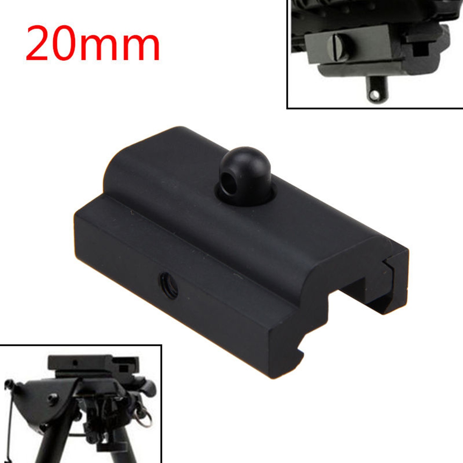 Sling Swivel Stud to 20mm Picatinny Weaver Rail Adapter for Rifle Bipod Hunting