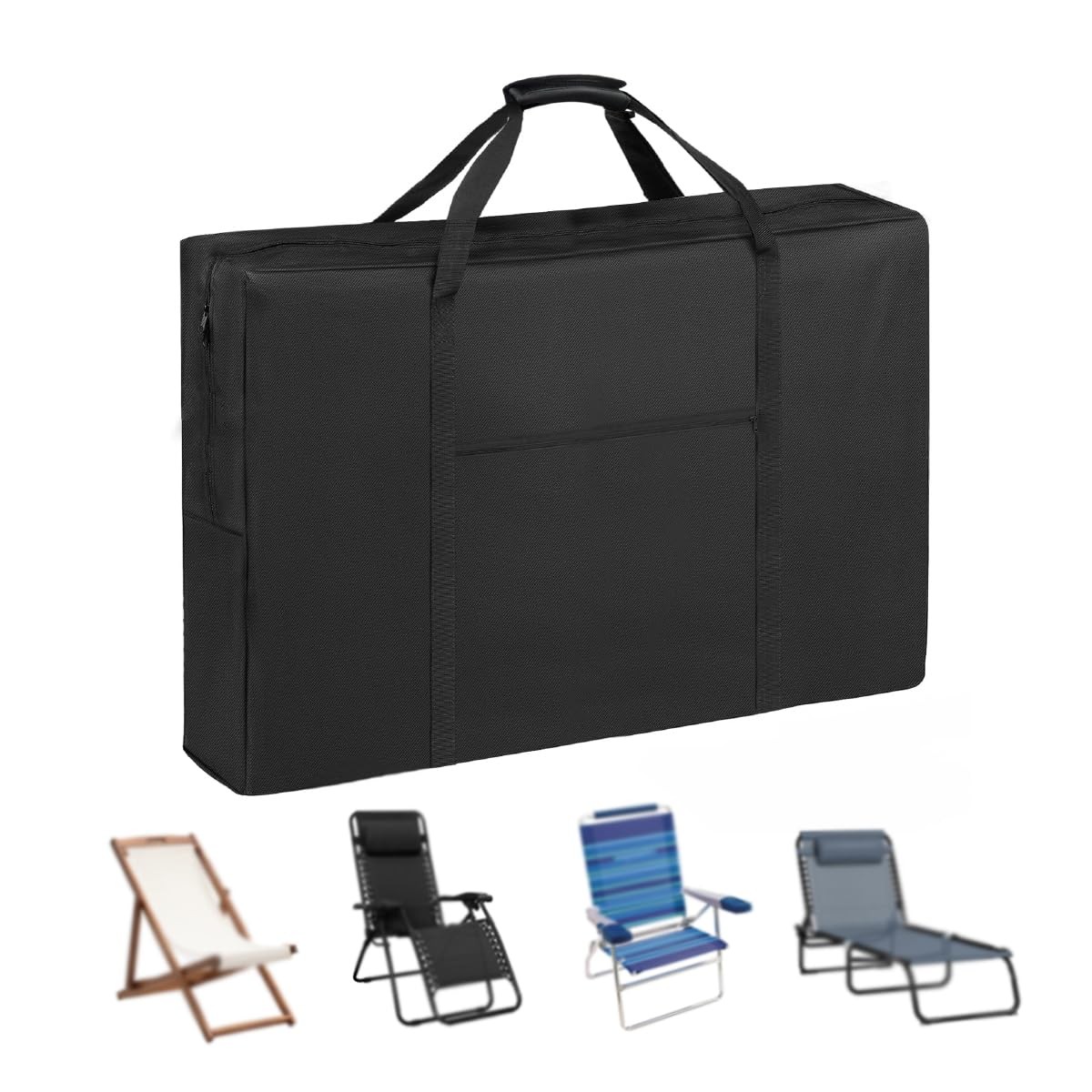 Heavy Duty Folding Chair Storage Bag Water-Resistant 43x9.8x29.5 Inch Black