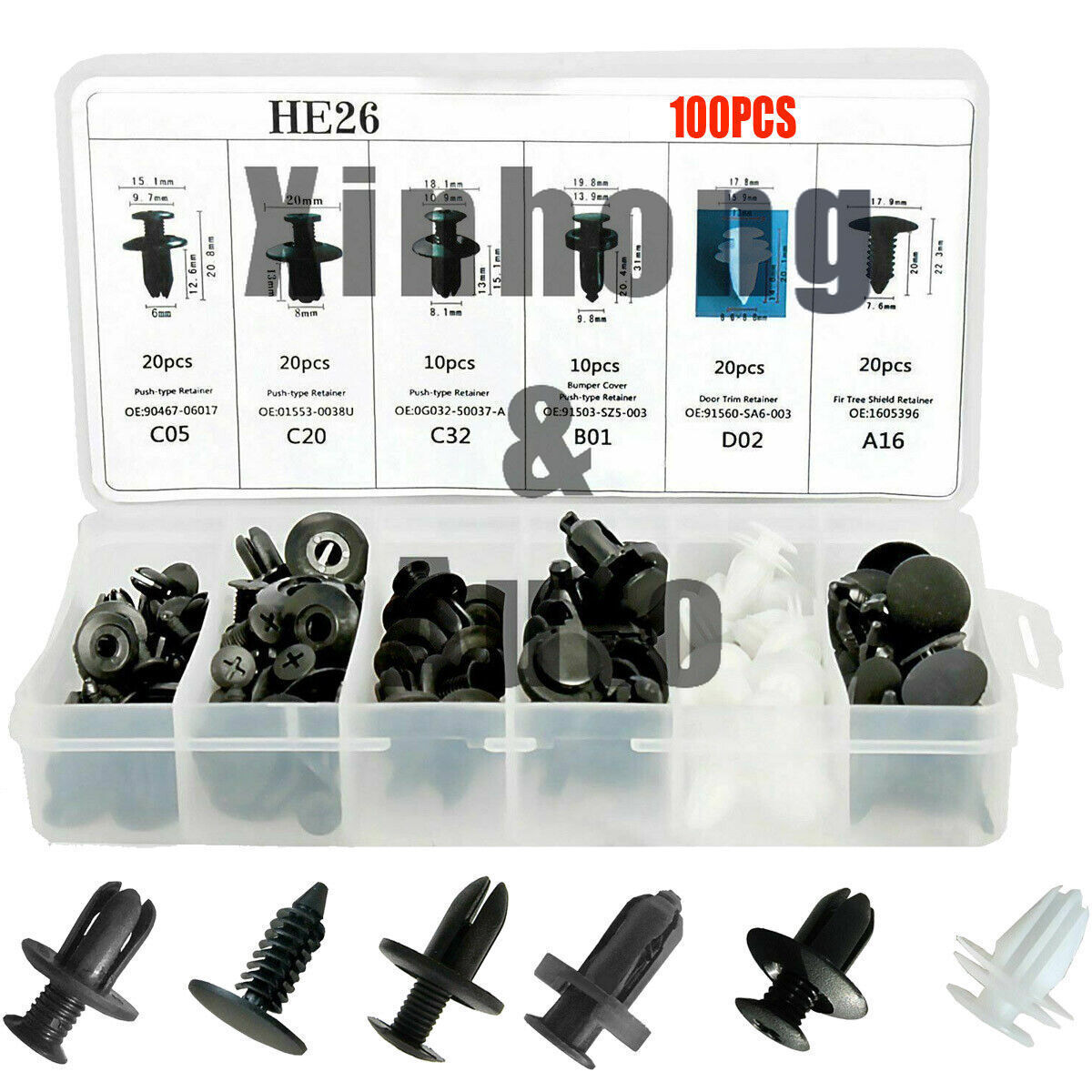 100x For Mazda Car Push Pin Rivet Bumper Door Trim Panel Retainer Clip FastenerU