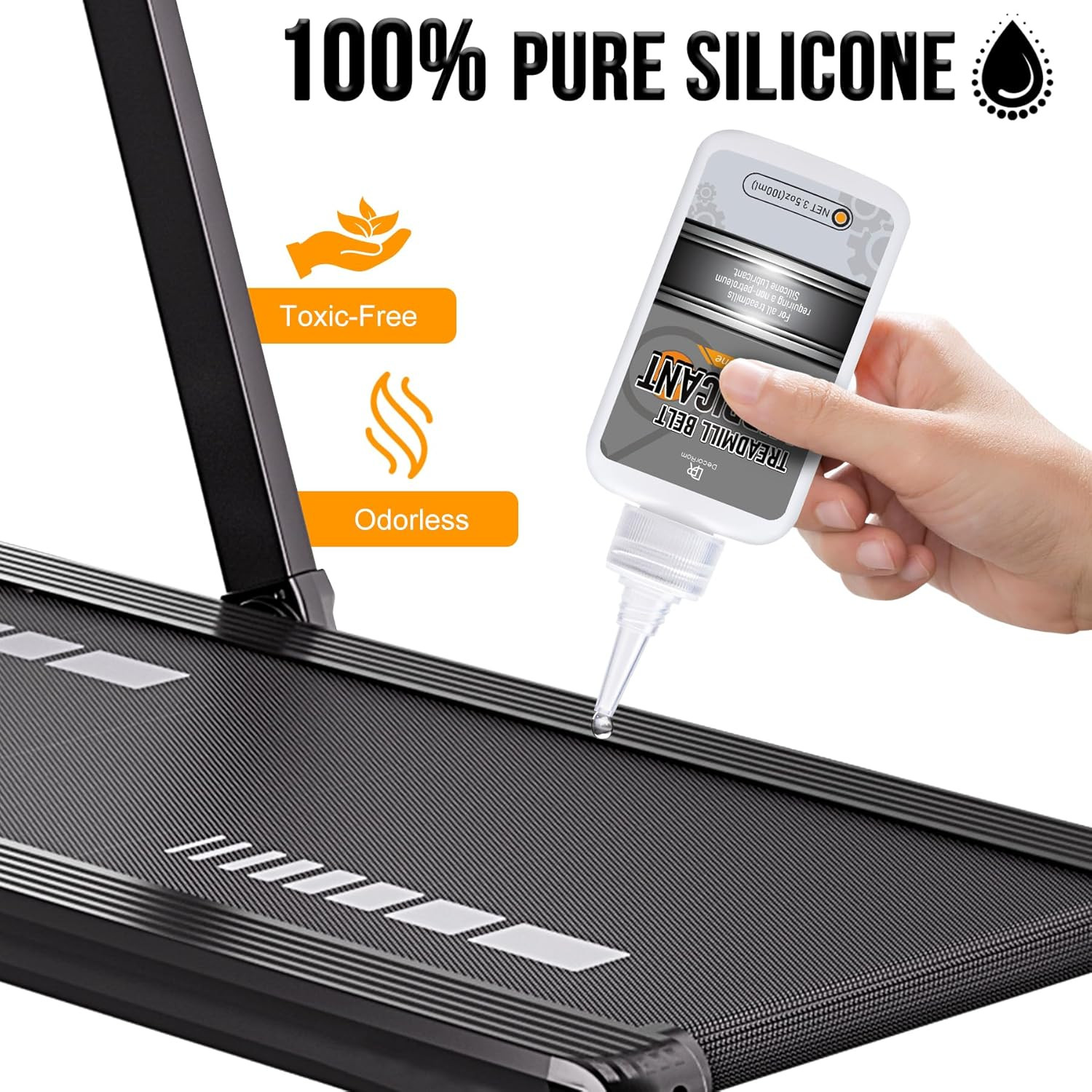 Silicone Treadmill Lubricant - 7Oz Treadmill Lube with Application Tubes, 100% S