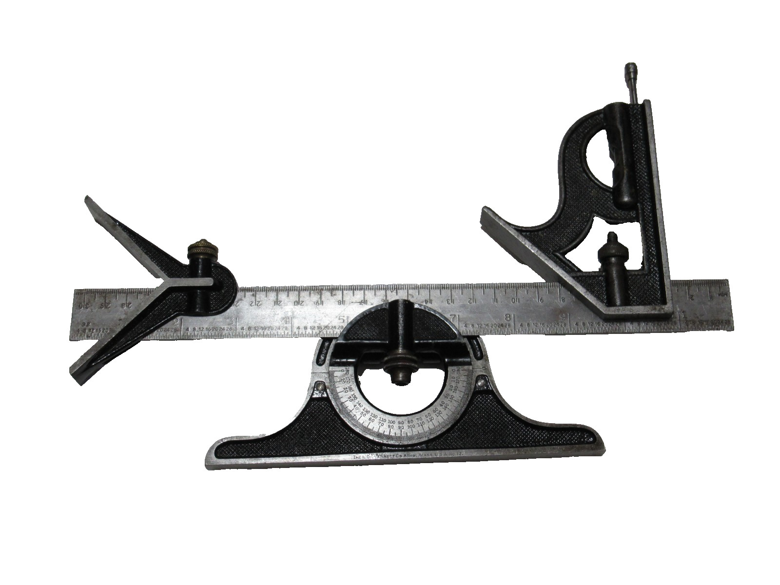 Vintage Starrett #12 Combo Protractor, Square & V Head