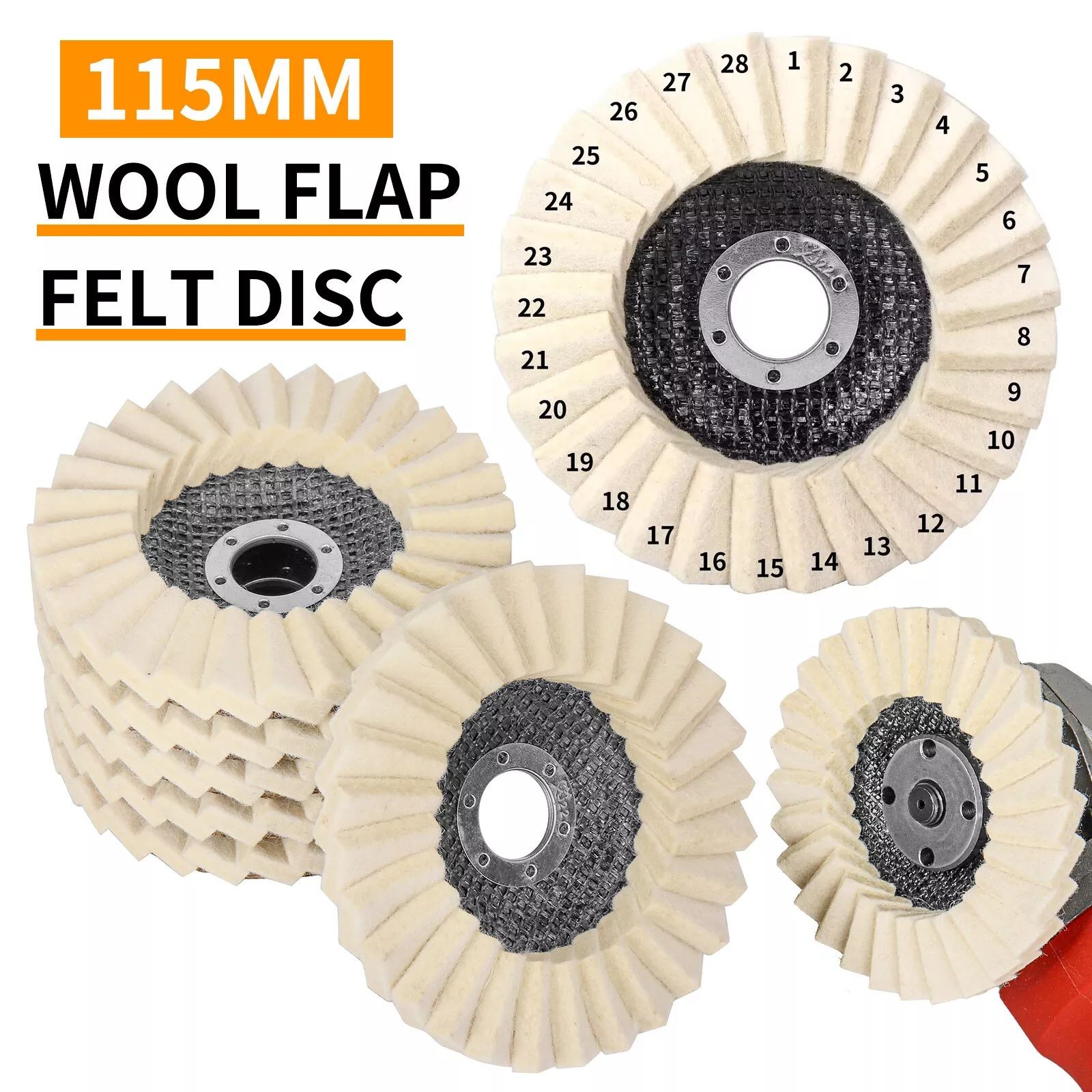 2Pcs Wool Polishing Wheel Buffing Pads Flap Disc For Metal Wood Angle Grinder