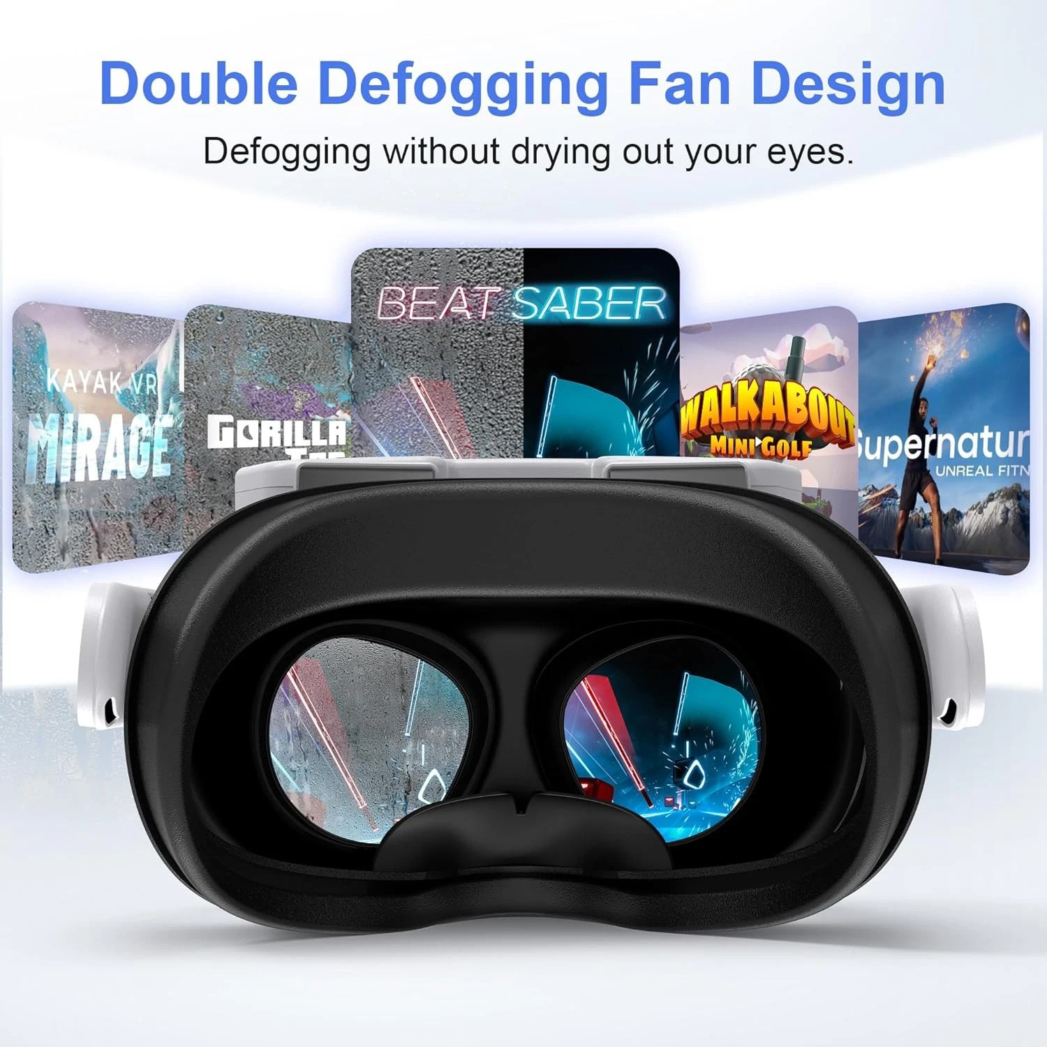 Facial Interface Cooling Fan for Meta Quest 3S Accessories, Soft PU Leather & Ic